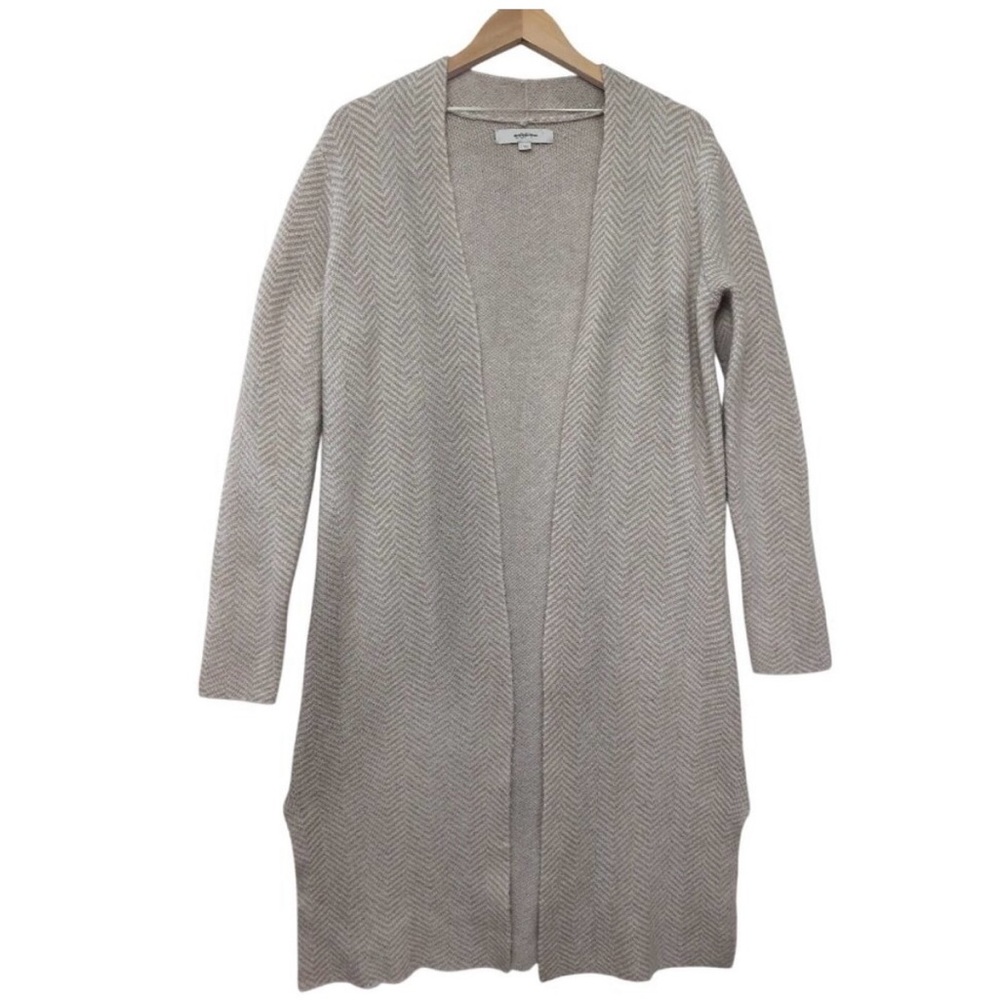 Loft Duster Cardigan Womens S Beige Open Front Long Sleeve Cozy Casual